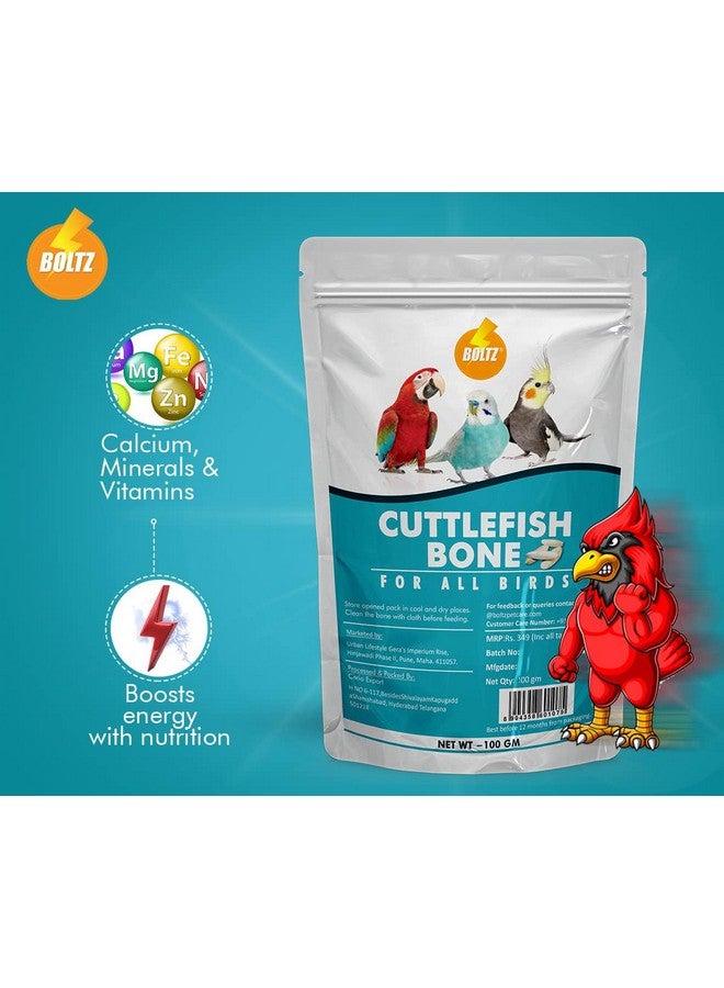 Boltze عظمة الحبار للطيور، غنية بالكالسيوم للعصافير، البادجي، الكونيور، طيور الحب، الكوكتيل، الرمادي الأفريقي، الببغاء، الكوكاتو لجميع مراحل الحياة، 100 جرام، أبيض - Image 4