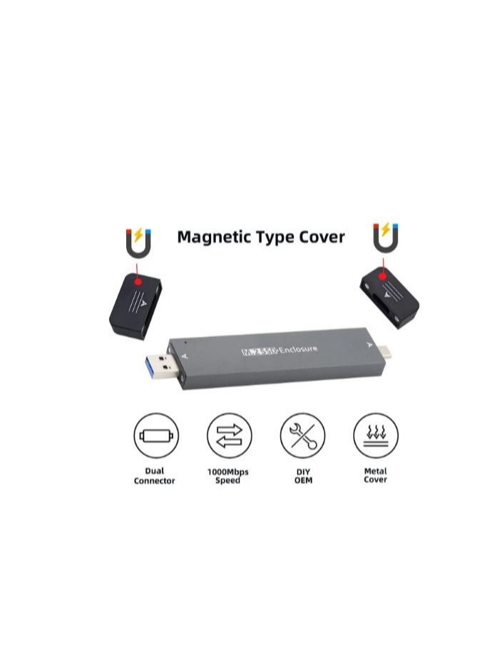 To NVME M-key M.2 NGFF SATA SSD PCBA Case Combo Type-C & USB3.0 RTL9210B Chipset 2280 / 2260 / 2242 /2230 mm Adapter with hard disk NVMe 256GB  - Image 3