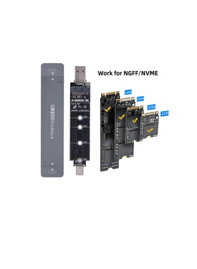 To NVME M-key M.2 NGFF SATA SSD PCBA Case Combo Type-C & USB3.0 RTL9210B Chipset 2280 / 2260 / 2242 /2230 mm Adapter with hard disk NVMe 256GB  - Image 4