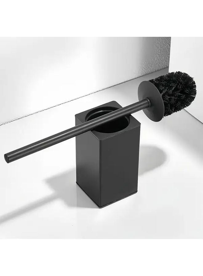Black Long Handle Square Toilet Brush With 360 Rotating No Dead Spot Cleaning And Removable Stainless Steel Floor Standing Holder - Image 5