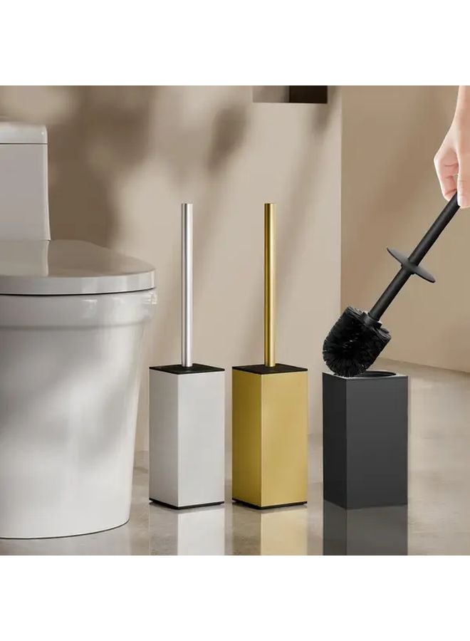 Black Long Handle Square Toilet Brush With 360 Rotating No Dead Spot Cleaning And Removable Stainless Steel Floor Standing Holder - Image 1