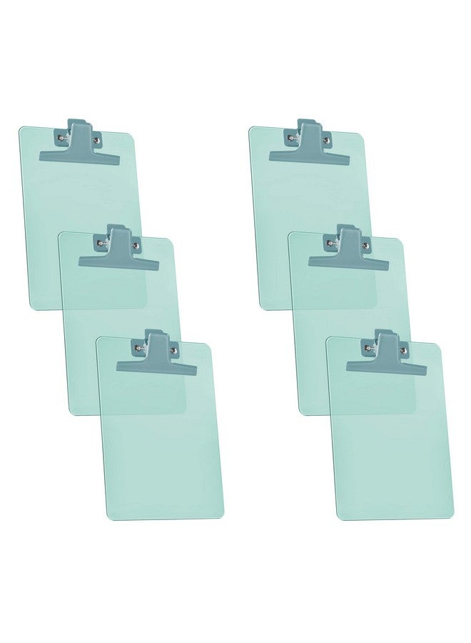 Acrimet Clipboard Memo Size A5 (9 1/4" X 6 1/3") Premium Metal Clip (Plastic) (Green Color) (6 Pack) - Image 1