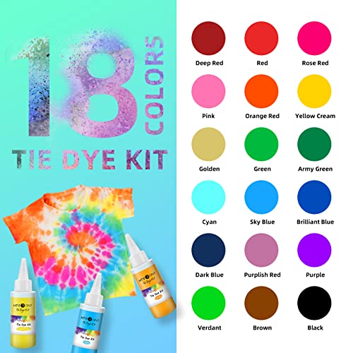 HTVRONT Tie Dye Kit for Kids and Adults - 18 Colors 80ML Pre-Filled Bottles Permanent Non-Toxic Tye Dye Kits for Clothing T-Shirt Fabric Textile Craft Party Handmade Project(Just Add Water) - Image 3