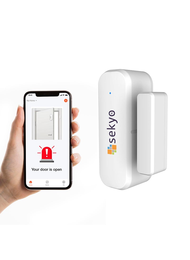 Sekyo Sekyo WiFi Smart Door Sensor Alarm for Home Magnetic Wireless Door Open Alarm Security System Realtime Notification on Smartphone WiFi Required App Control Easy Installation Pack of 1  - Image 1