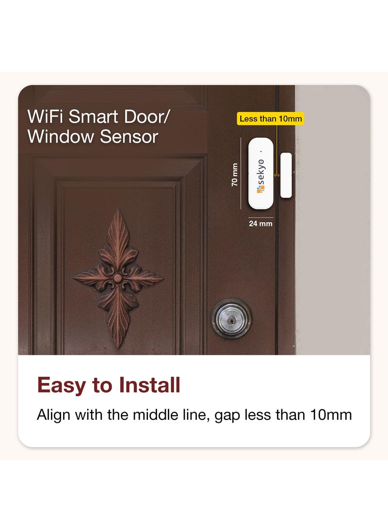 Sekyo Sekyo WiFi Smart Door Sensor Alarm for Home Magnetic Wireless Door Open Alarm Security System Realtime Notification on Smartphone WiFi Required App Control Easy Installation Pack of 1  - Image 2