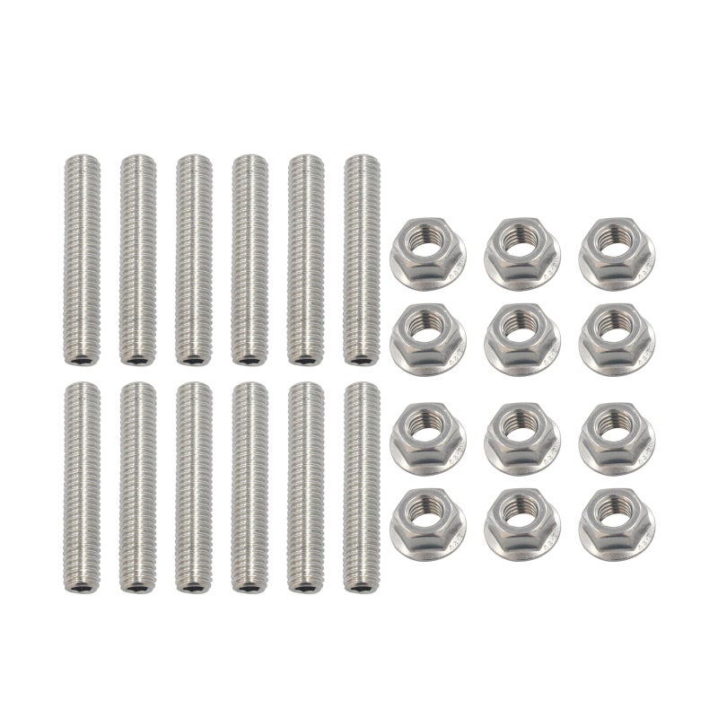 LS1 HEADER STUD KIT BOLTS STAINLESS STEEL Replacement for LSX LS2 LS3 LS6 LS7 4.8 5.3 6.0 6.2L 12PCS M8 x 45mm Studs 12PCS M8 Hex Locking Flange Nuts - Image 1