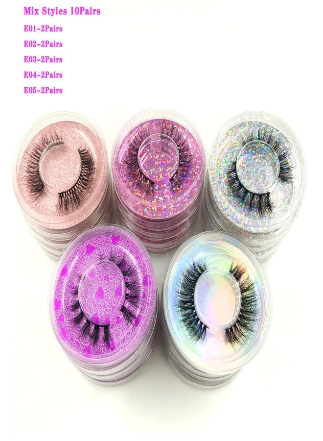 U-Hotmi False Eyelashes 10 pairs Natural Look Eyelashes, 5D Faux Mink False Lash Bulk Fluffy Wholesale Lashes 12-14mm - Image 3