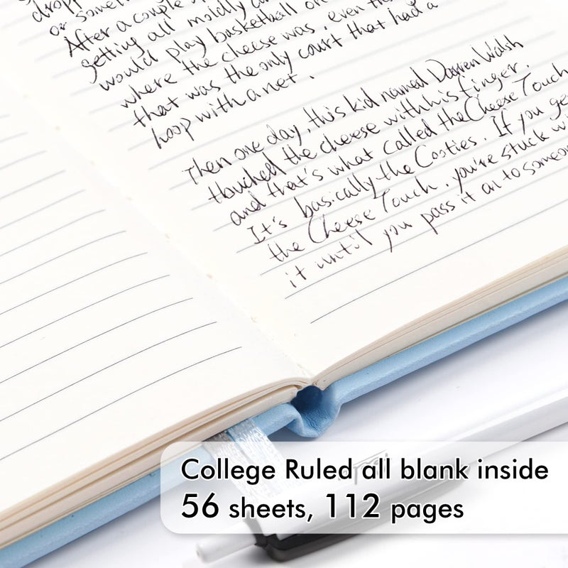 feela 3 Pack Pocket Small Notebook Journals, Mini Cute Memo Notepad Hardcover College Ruled Lined Journals with Pen Holder for Women Girls Office School, with 3 Black Pens, 3.5â€x 5.5â€, A6, Light Blue - Image 3