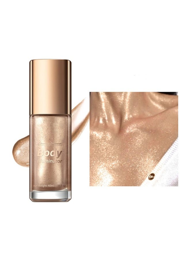 Melemando 5 Color Subtle Shimmer Body Oil, Smooth Oily Texture And Light Body Luminizer, Moisturizing Long Lasting Liquid Body Highlighter For Face & Body & Leg. (02 Rose Gold)  - Image 1