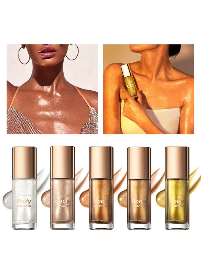 Melemando 5 Color Subtle Shimmer Body Oil, Smooth Oily Texture And Light Body Luminizer, Moisturizing Long Lasting Liquid Body Highlighter For Face & Body & Leg. (02 Rose Gold)  - Image 3