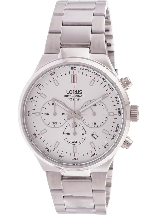 لوراس ساعة كرونوغراف كوارتز من الفولاذ المقاوم للصدأ بمينا أشعة الشمس باللون الأبيض الداكن للرجال RT355JX9 - Image 1