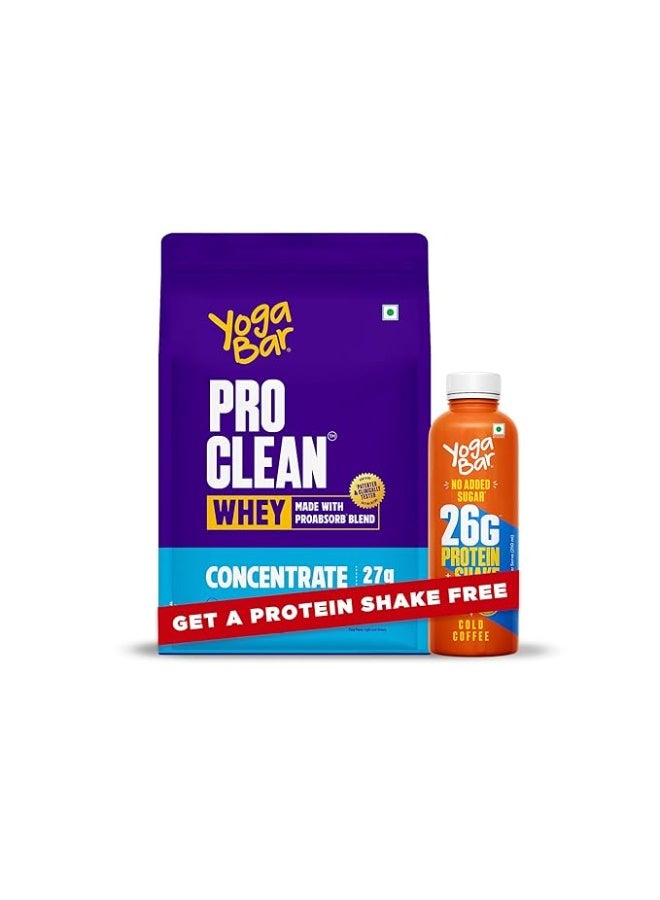 Yogabar Pro Clean Whey Protein Concentrate, 27g ProAbsorb Blend with Free Cold Coffee - Image 1