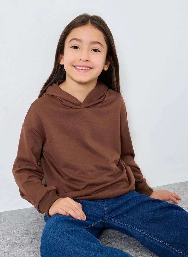 ستايلي Styli Solid Hoodie with Dropped Shoulder