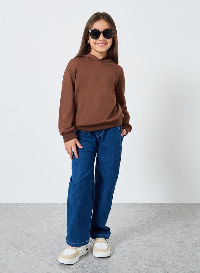 Styli Solid Hoodie with Dropped Shoulder - Image 2