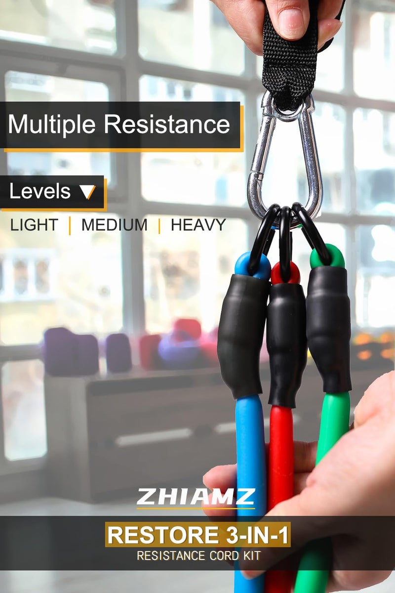 zhiamz Resistance Bands with Handles, Single Resistance Bands, Exercise Bands with Handles, for Resistance Training, Physical Therapy, Home Workouts, Fitness, Pilates - Image 2