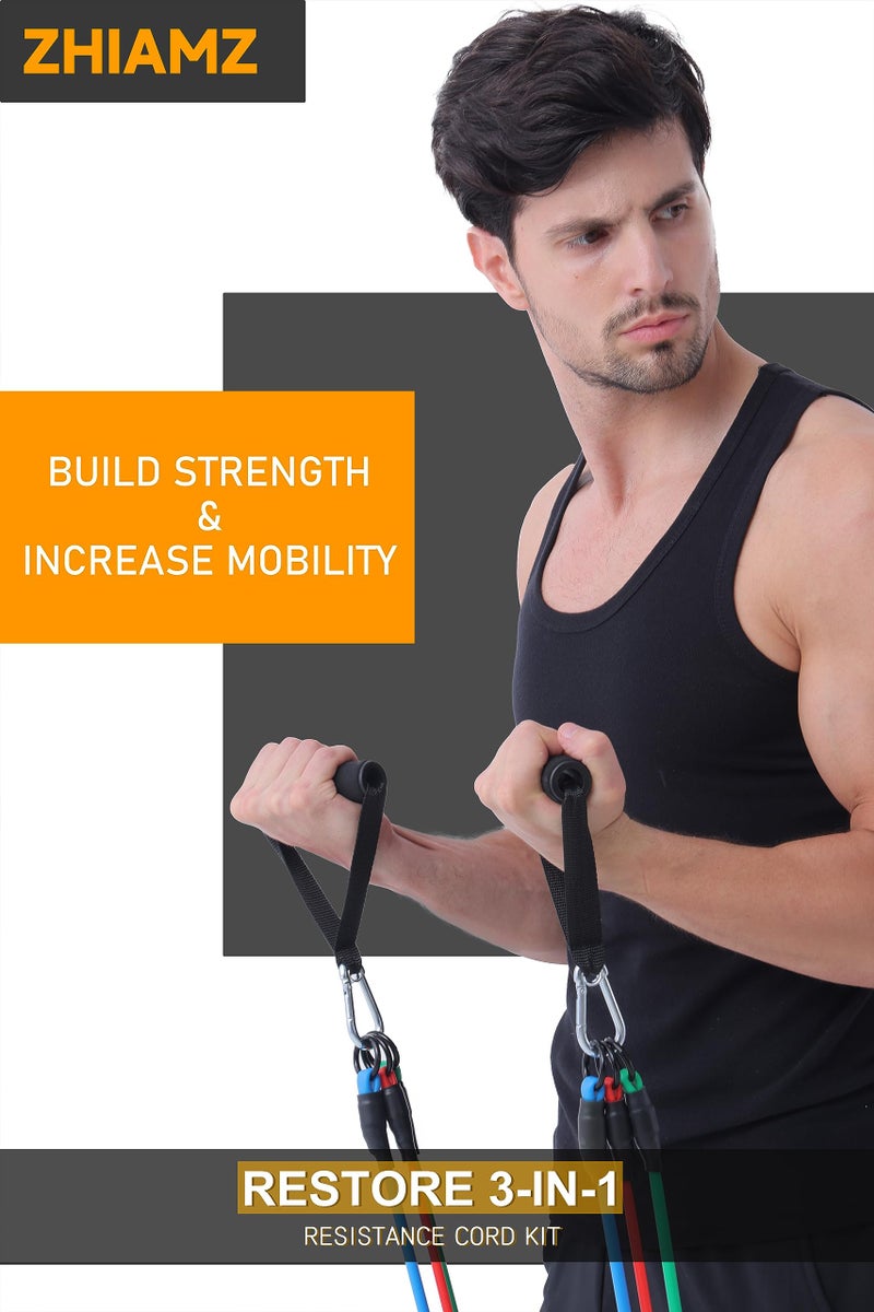 zhiamz Resistance Bands with Handles, Single Resistance Bands, Exercise Bands with Handles, for Resistance Training, Physical Therapy, Home Workouts, Fitness, Pilates - Image 5