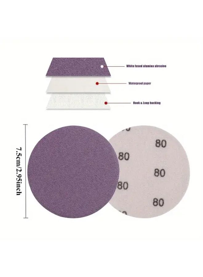 148 Pcs 3 Inch Purple Aluminum Oxide Wet Dry Sandpaper Assorted Grit for Wood Metal Polishing - Image 3