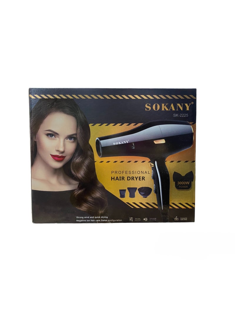sokany SK-2225 Professional hair dryer with 3 extras - 3000 W - Black - Image 5