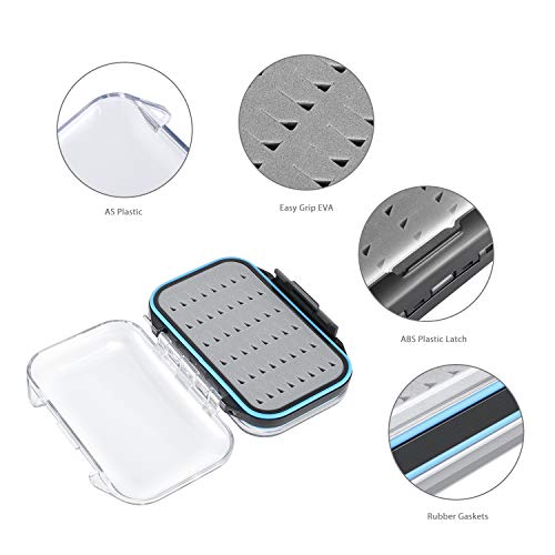 Gonex Fly Boxes for Fly Fishing Jig Boxes Two-Sided Waterproof Lightweight Fly Fishing Box Easy Grip Transparent Lid Fly Fishing Lures Box Sizes A+B+C, Grey - Image 3