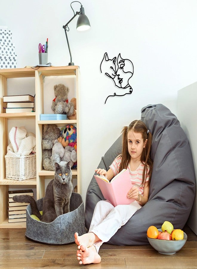 Pinetree Art لوحة جدارية معدنية على شكل قطة من باينتري آرت، تصميم فني بسيط وعصري، مناسبة لتزيين المنزل، منحوتة جدارية لغرفة المعيشة أو غرفة النوم، هدية مثالية لمحبي القطط. - Image 5