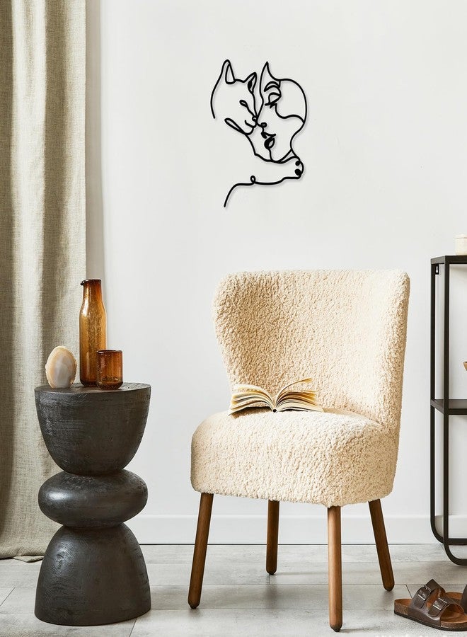 Pinetree Art لوحة جدارية معدنية على شكل قطة من باينتري آرت، تصميم فني بسيط وعصري، مناسبة لتزيين المنزل، منحوتة جدارية لغرفة المعيشة أو غرفة النوم، هدية مثالية لمحبي القطط. - Image 4