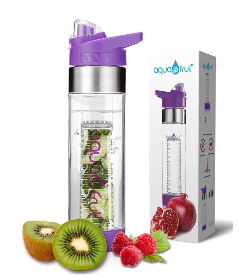 Aquafrut Bottle NEW AquaFrut Bottom Loading Fruit Infuser Water Bottle - BPA Free Tritan Plastic - Leak Proof - 24 OZ - Infusion Recipe eBook (Purple) 