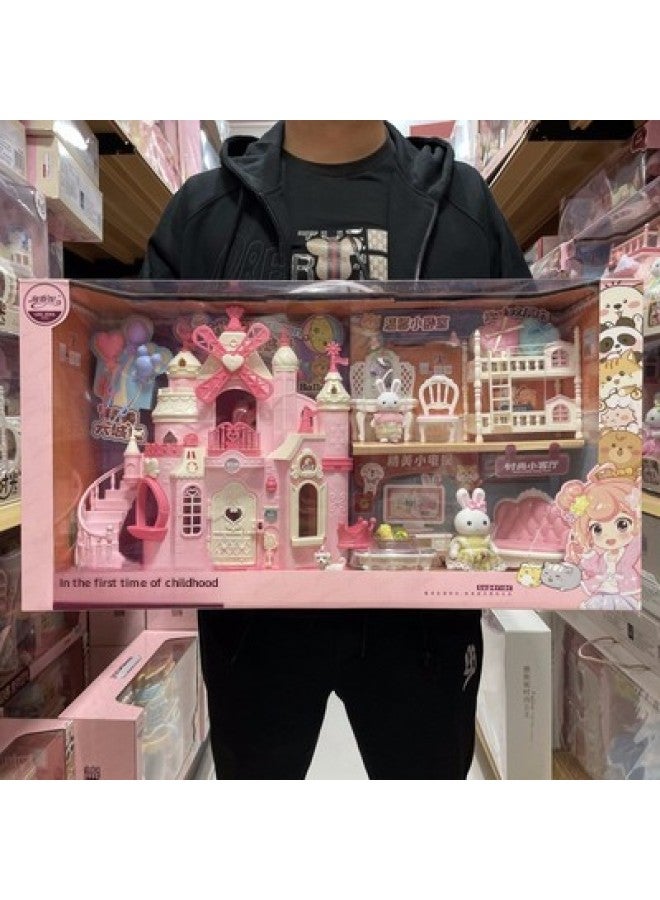 Yasni Bunny Big Castle Villa Dessert House Living Room Bedroom Bunk Bed Girls Play House Children's Toys-Color:737-3 - Image 2