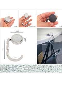 Oasisgalore 3 PCS Foldable Purse Hook Floding Handbag Hanger Bling Rhinestone Bag Holder for Table Desk  - Image 1