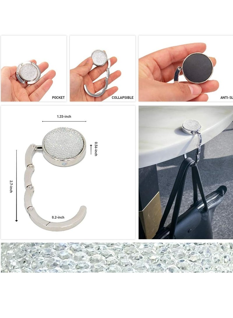 Oasisgalore 3 PCS Foldable Purse Hook Floding Handbag Hanger Bling Rhinestone Bag Holder for Table Desk  - Image 1
