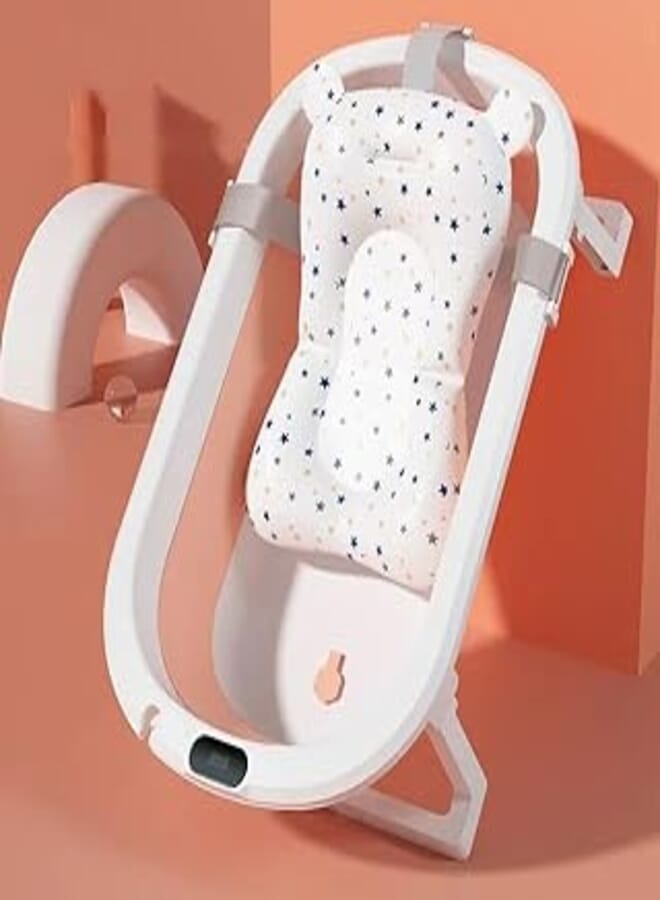 Fantastic-Kids-Toys Baby Bath Tub, Foldable Baby Bath Tub for 0-8 Years Old (Pink, Temperature Detector, Bath Pad)