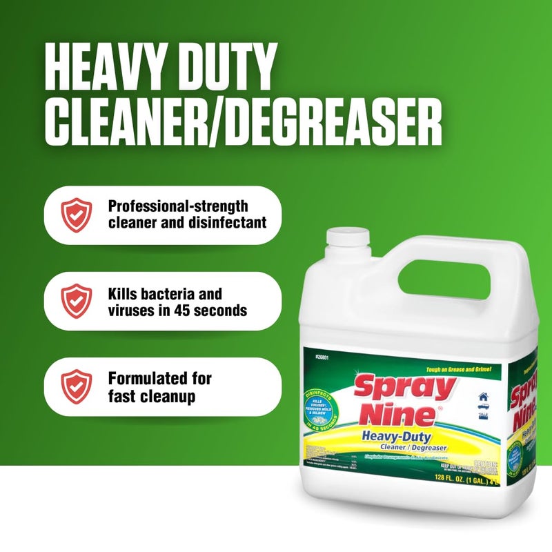 Spray Nine 26801 Heavy Duty Cleaner, Degreaser & Disinfectant for Home, Yard Equipment, Automotive & More - Refill for Spray Bottle 1 Gallon (Pack of 1) - Image 3