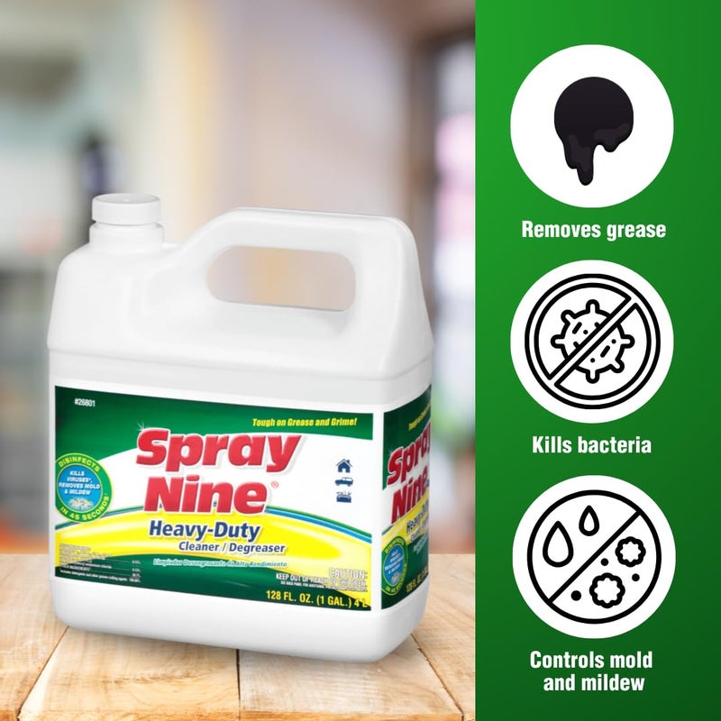 Spray Nine 26801 Heavy Duty Cleaner, Degreaser & Disinfectant for Home, Yard Equipment, Automotive & More - Refill for Spray Bottle 1 Gallon (Pack of 1) - Image 4