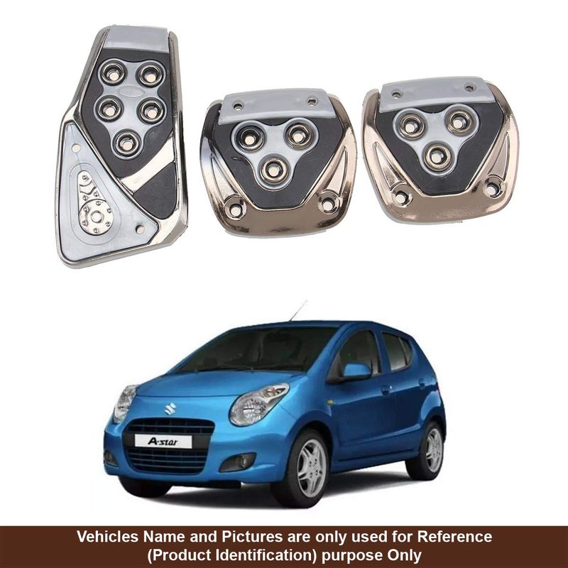 Oshotto 3 Pcs Non-Slip Manual CS-375 Car Pedals kit Pad Covers Set Compatible with Maruti Suzuki A-Star (Grey) - Image 2