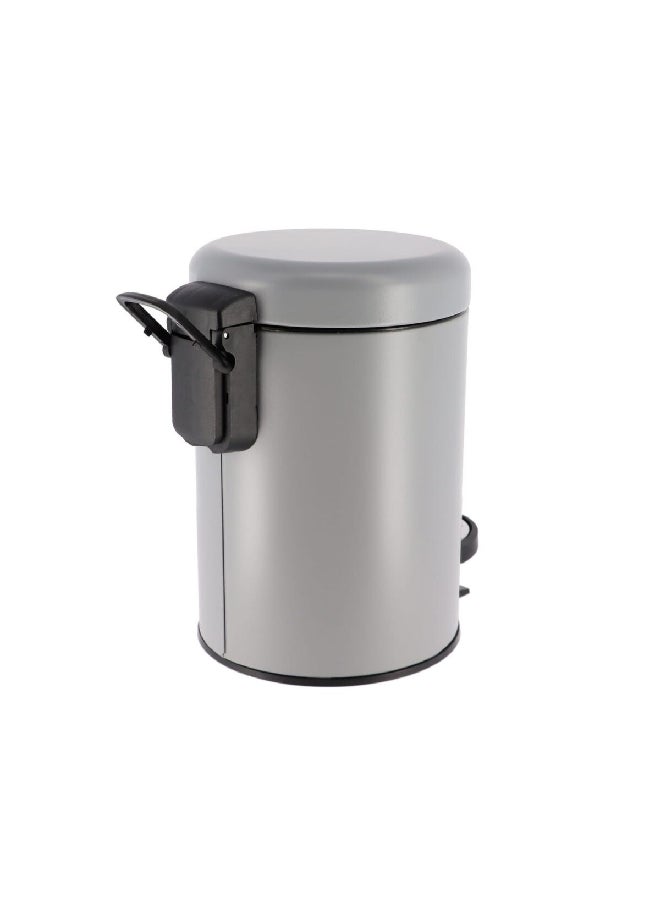Tendance Round Shaped Soft Close Metal Pedal Bin with Fall Brake Lid Matte Grey 3 L 6543180  - Image 2