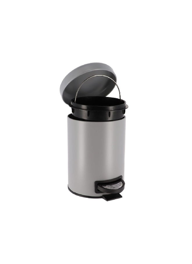 Tendance Round Shaped Soft Close Metal Pedal Bin with Fall Brake Lid Matte Grey 3 L 6543180  - Image 4