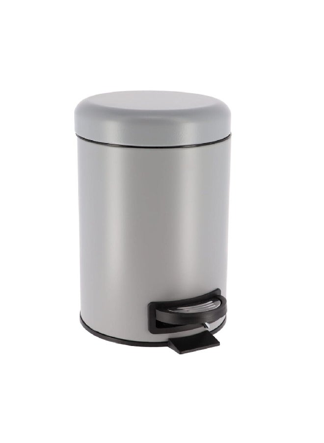 Tendance Round Shaped Soft Close Metal Pedal Bin with Fall Brake Lid Matte Grey 3 L 6543180  - Image 3