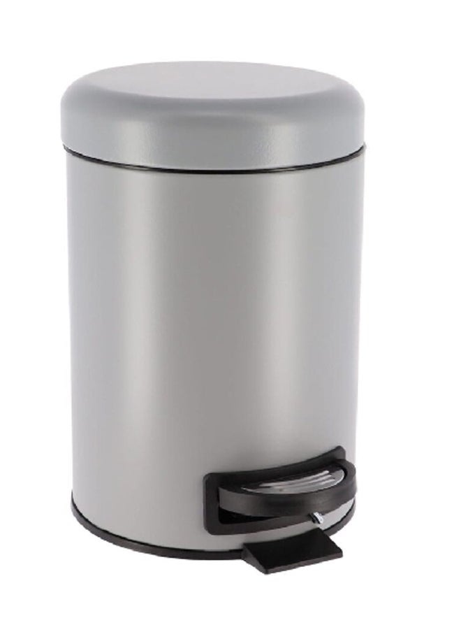 Tendance Round Shaped Soft Close Metal Pedal Bin with Fall Brake Lid Matte Grey 3 L 6543180  - Image 1