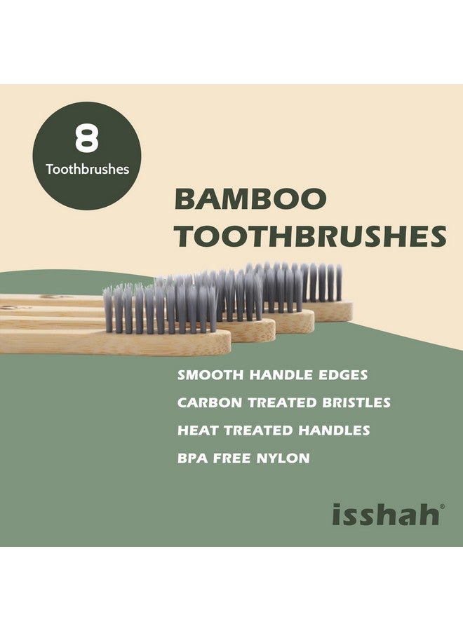 Isshah Biodegradable Eco-Friendly Natural Compostable Bamboo Toothbrushes, FSC Certified and PETA Approved - Pack of 8 - Image 3
