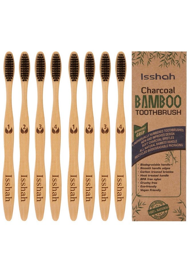 Isshah Biodegradable Eco-Friendly Natural Compostable Bamboo Toothbrushes, FSC Certified and PETA Approved - Pack of 8 - Image 1