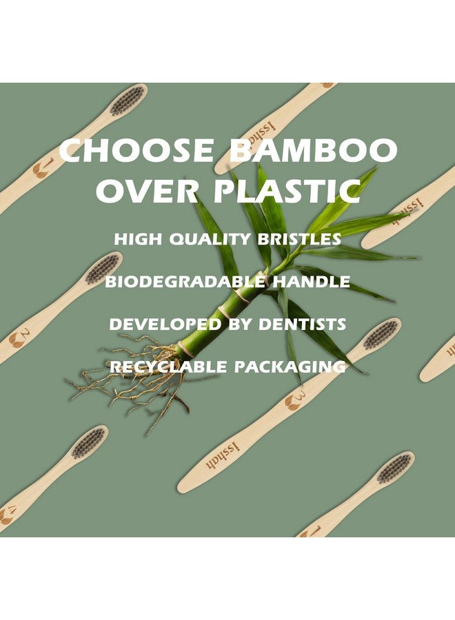 Isshah Biodegradable Eco-Friendly Natural Compostable Bamboo Toothbrushes, FSC Certified and PETA Approved - Pack of 8 - Image 4