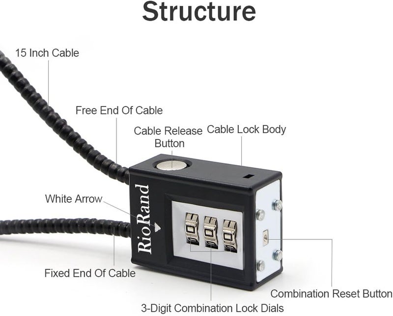 RioRand Trigger Lock 3 Digit Combination 15 Inch Gun Cable Lock - Image 3