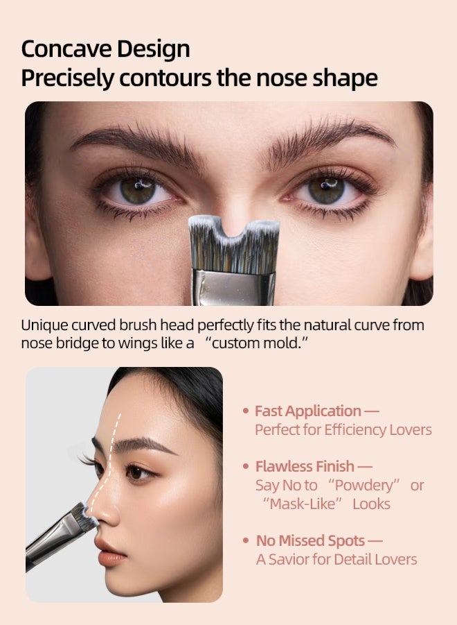 Zcheer Double-Ended 2 in 1 Contour Brush, U-Shaped Duo Makeup Brush for Foundation, Blush & Self Tanner, Soft Fiber Bristles, Flawless Finish for Powder, Cream & Liquid - Image 5