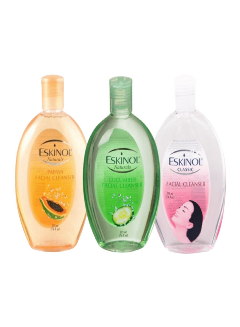 إسكينول 3 قطع من غسول تنظيف الوجه من اسكينول بخلاصة الخيار والبابايا والمستخلصات الكلاسيكية 3*225 مل - Image 1