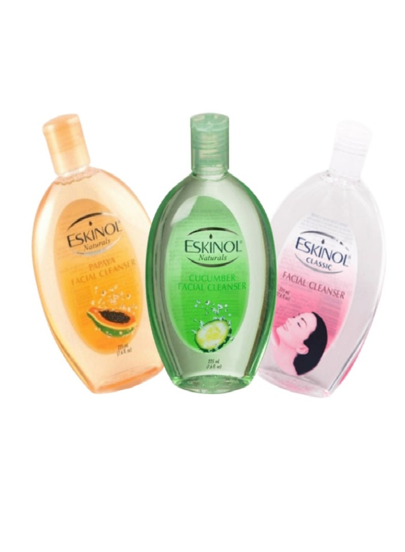 إسكينول 3 قطع من غسول تنظيف الوجه من اسكينول بخلاصة الخيار والبابايا والمستخلصات الكلاسيكية 3*225 مل - Image 2