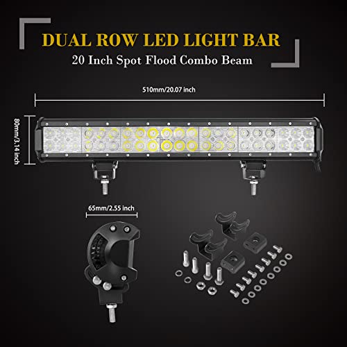 SKYWORLD LED Light Bar, 20 inch 126W Spot Flood Combo Beam Work Driving Lamp with License Plate Mounting Bracket for Truck Car ATV SUV 4X4 Boat - Image 2