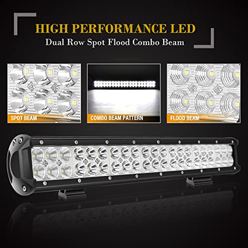 SKYWORLD LED Light Bar, 20 inch 126W Spot Flood Combo Beam Work Driving Lamp with License Plate Mounting Bracket for Truck Car ATV SUV 4X4 Boat - Image 4