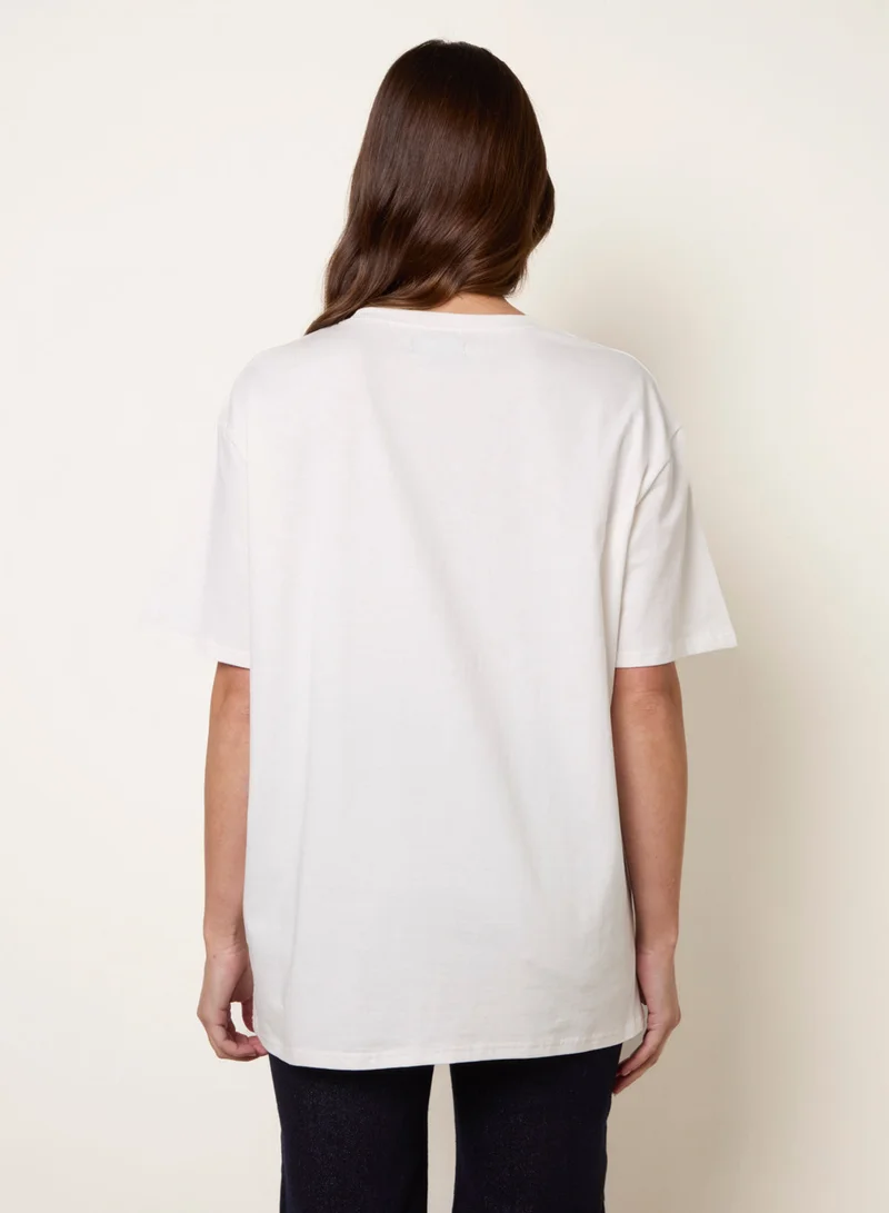 Blue Vanilla Graphic Print Crew-Neck T-shirt