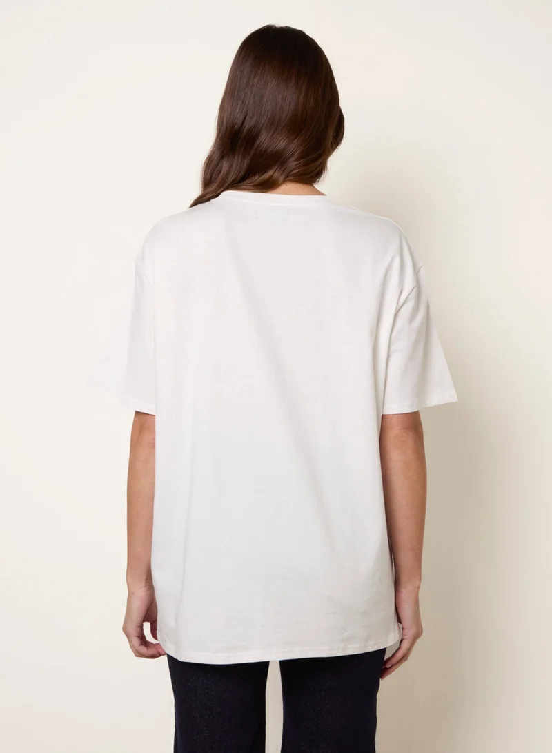 Blue Vanilla Strawberry Graphic Print Crew-Neck T-shirt