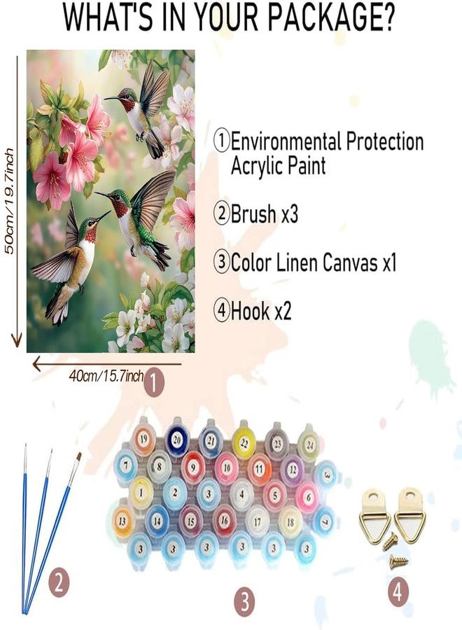 MBNTJHT DIY Hummingbird Paint by Numbers Kit for Adults Beginners,Unframed Bird and Flowers Paint by Number Kits on Canvas,Digital Watercolor Art Painting Kits Crafts for Home Wall Decor 16X20 Inch. - Image 2