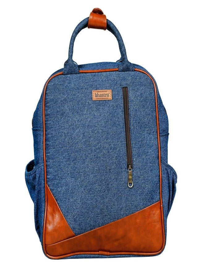 BHASTRA Deep Denim Backpack | Cotton Handloom | Laptop, Casual & Travel Backpack | College Bag For Men & Women | Ethically Sourced, Lightweight & Comfortable for All-Day Carry-Ideal For Gifting - Image 1